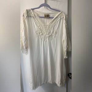 Crochet lace edging Ivory Lace Women's cover up or dress